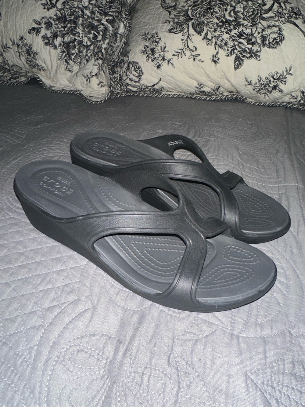 Women's Charcoal Gray CROCS Slip-On Sandals